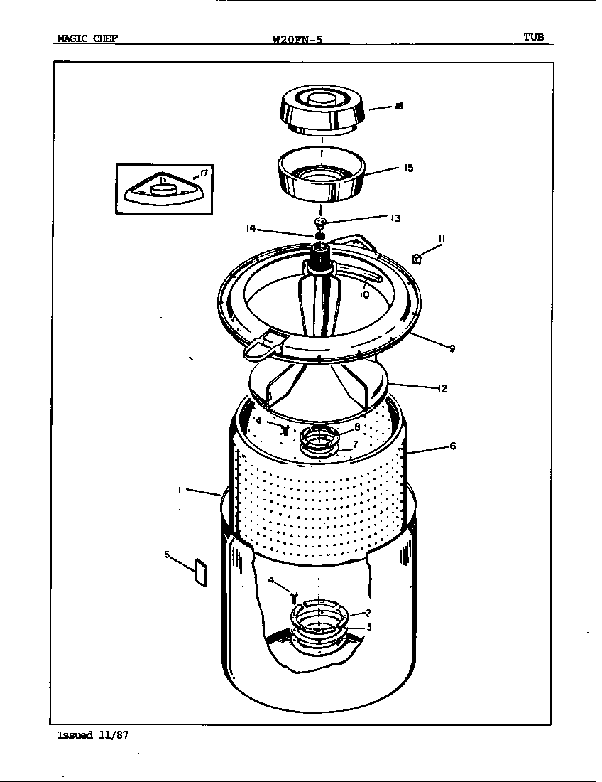 Magic Chef W20FY5 tub diagram