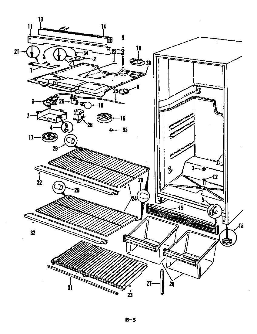 Magic Chef RB15EY-2A2/5C73A fresh food compartment diagram