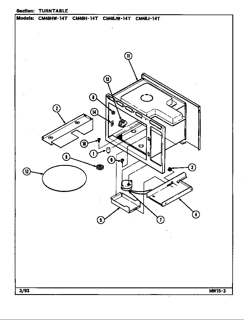 Magic Chef CM48HW-14T turntable diagram