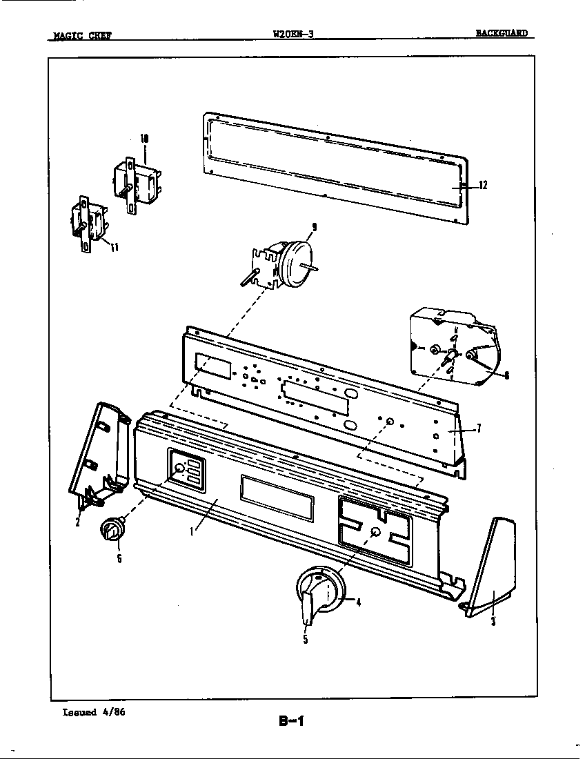 Magic Chef W20EN3 control panel diagram