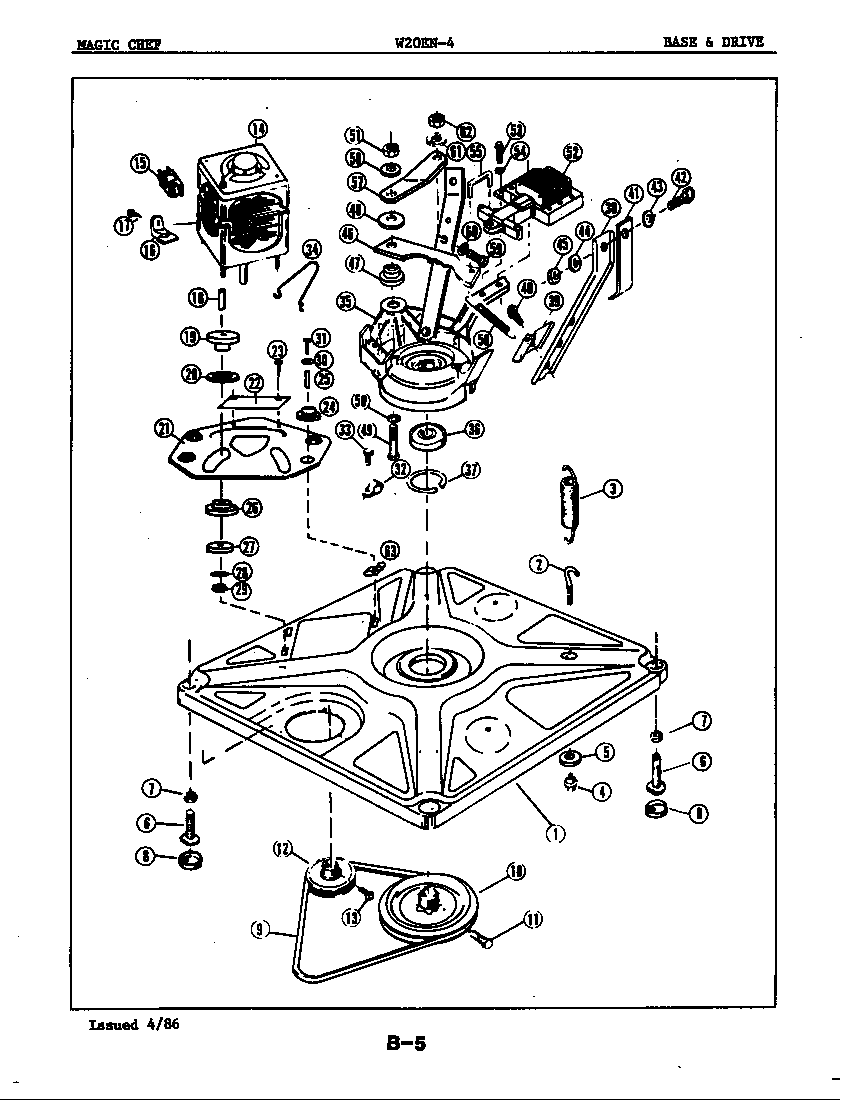 Magic Chef W20EN4 base & drive diagram