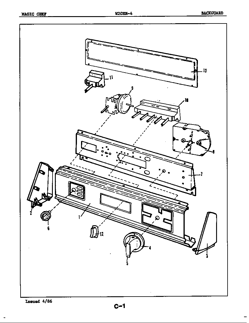 Magic Chef W20EN4 control panel diagram