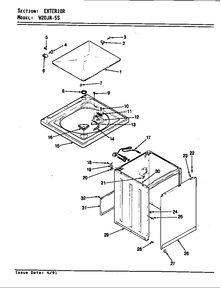Magic Chef W20JA5S exterior (w20ja5s) (w20jn5s) diagram