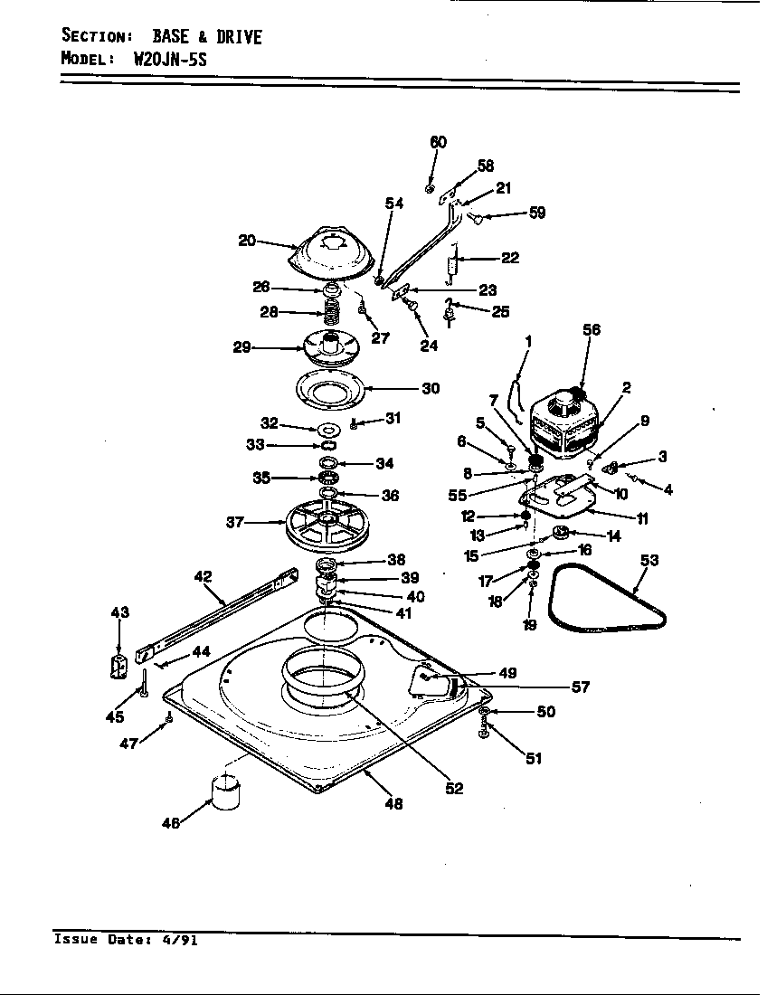 Magic Chef W20JA5S base & drive (w20ja5s) (w20jn5s) diagram