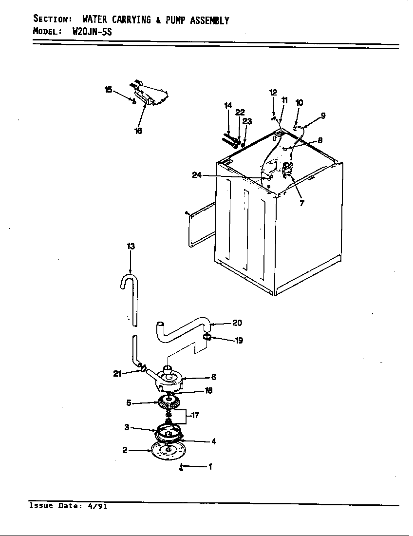 Magic Chef W20JA5S water carryingpump (w20ja5s) (w20jn5s) diagram