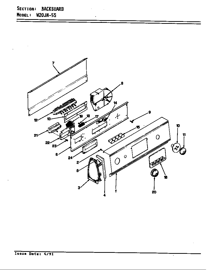 Magic Chef W20JA5S control panel (w20ja5s) (w20jn5s) diagram