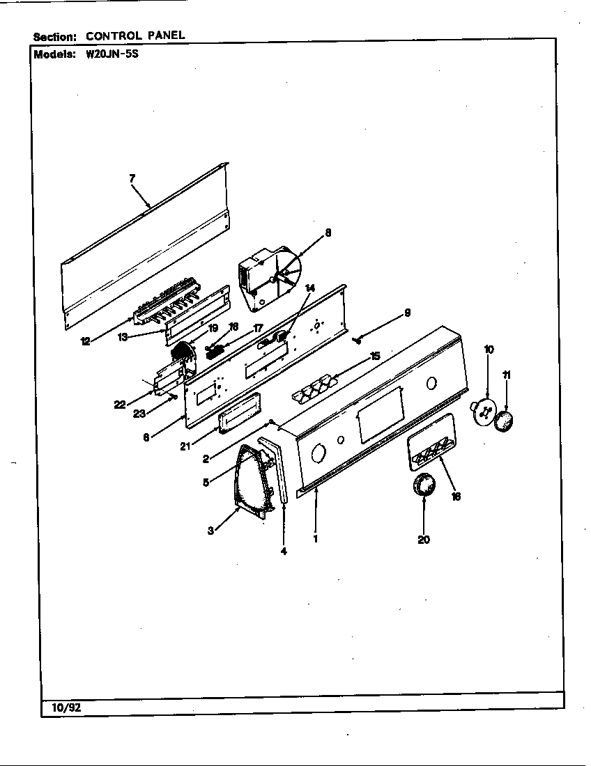 Magic Chef W20JA5S control panel (rev. a-e) diagram