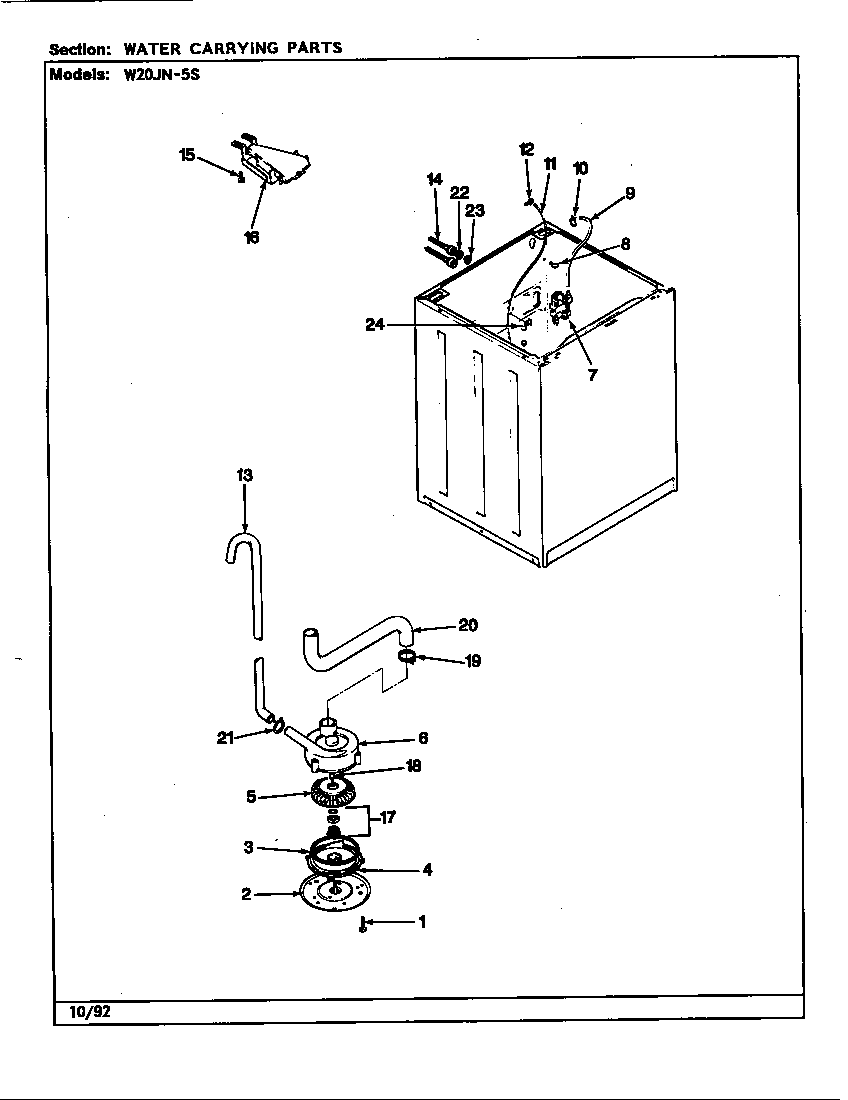 Magic Chef W20JA5S water carrying (rev. a-e) diagram