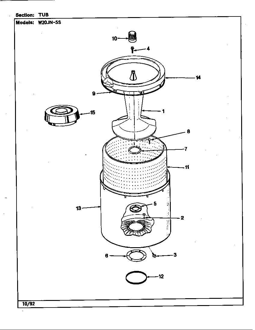 Magic Chef W20JA5S tub (rev. a-e) diagram