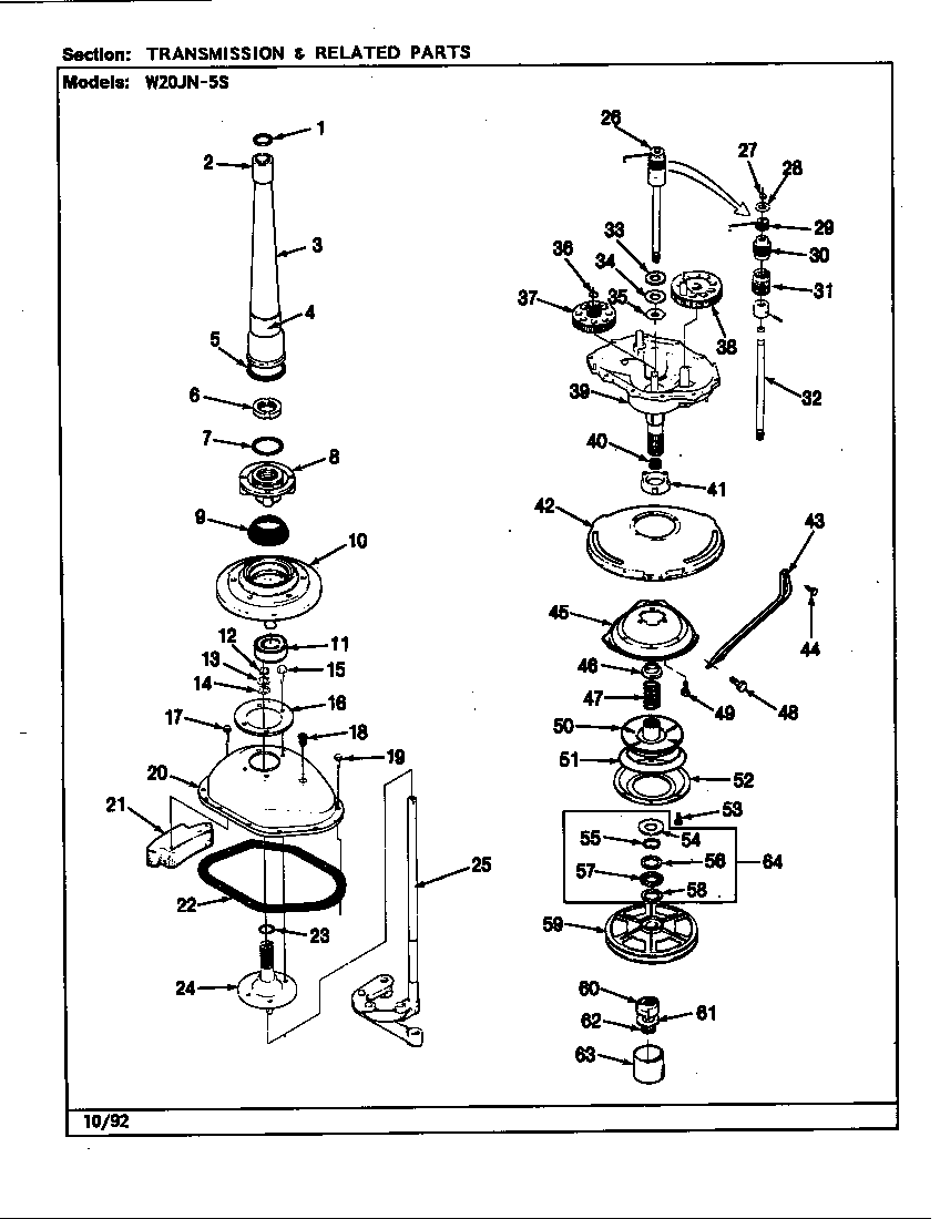 Magic Chef W20JA5S transmission (rev. a-e) diagram