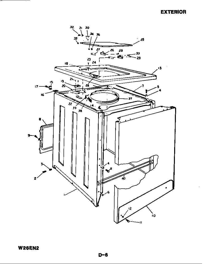Magic Chef W26EN2 exterior diagram