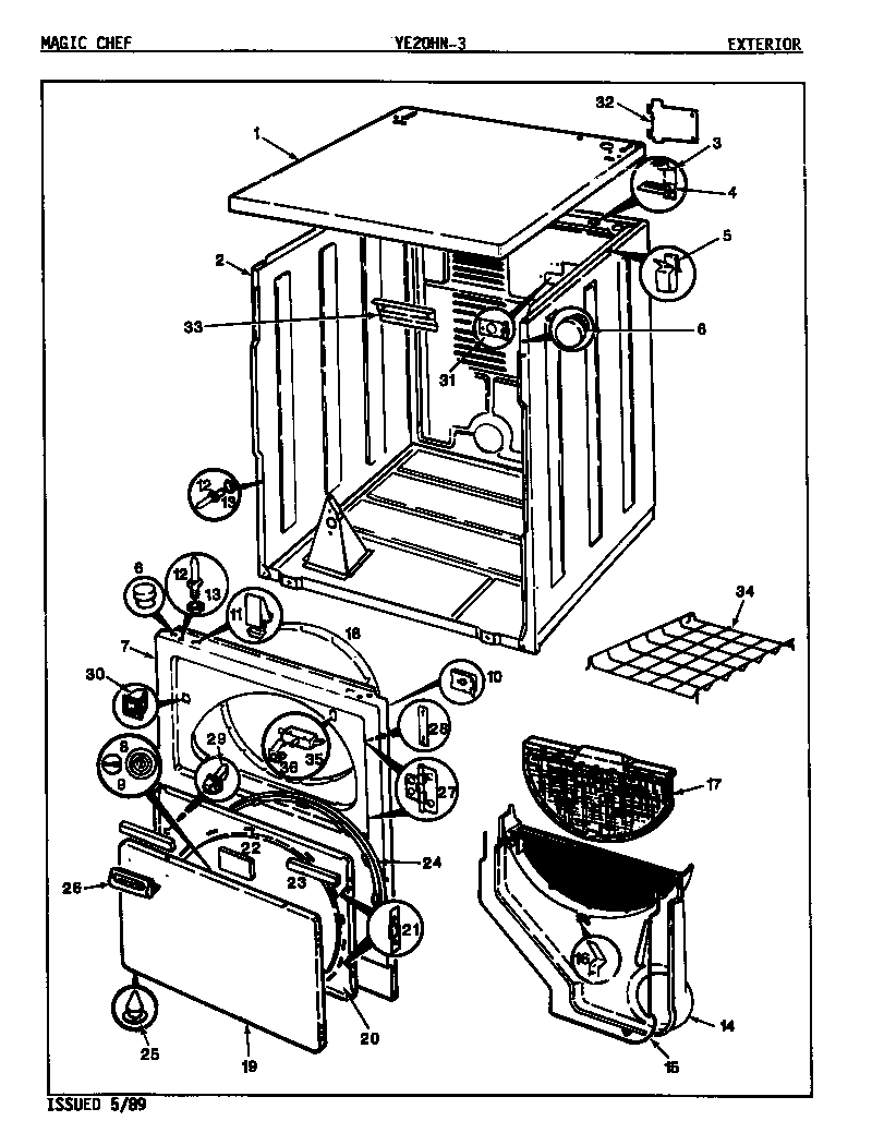 Magic Chef YE20HN3 exterior (rev. a-d) (ye20ha3) (ye20hn3) (ye20hy3) diagram