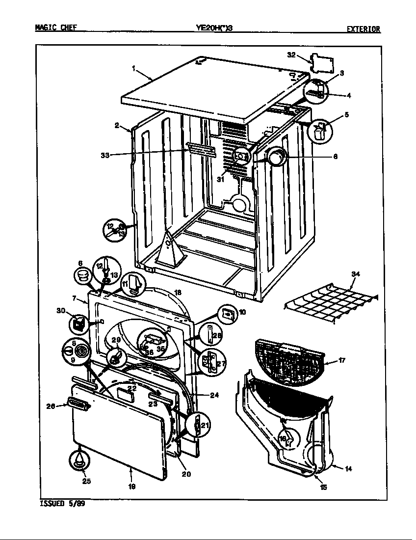 Magic Chef YE20HN3 exterior (rev. e-f) (ye20ha3) (ye20hn3) (ye20hy3) diagram