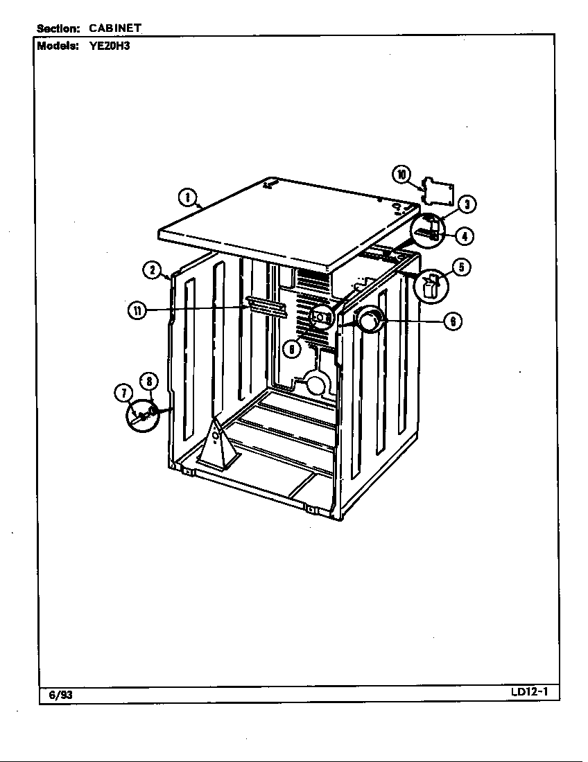 Magic Chef YE20HN3 cabinet (rev. g-k/10) (ye20ha3) (ye20hn3) (ye20hy3) diagram