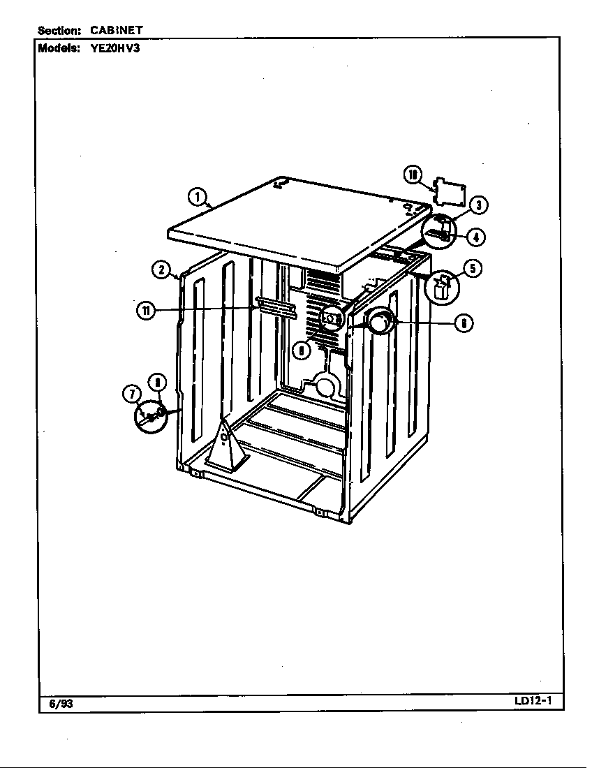 Magic Chef YE20HN3 cabinet (ye20hv3) (ye20hv3) diagram