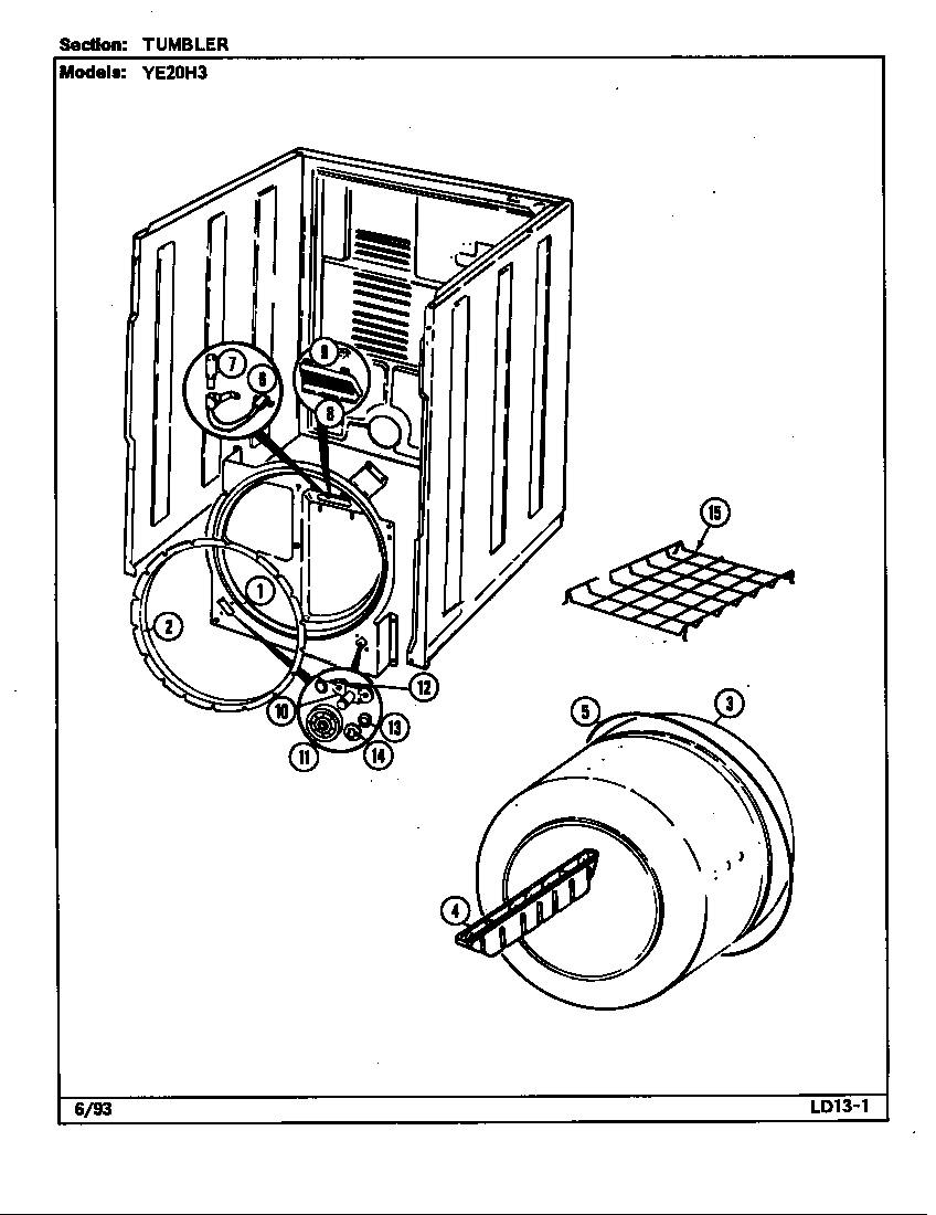 Magic Chef YE20HN3 tumbler (rev. g-k/10) (ye20ha3) (ye20hn3) (ye20hy3) diagram