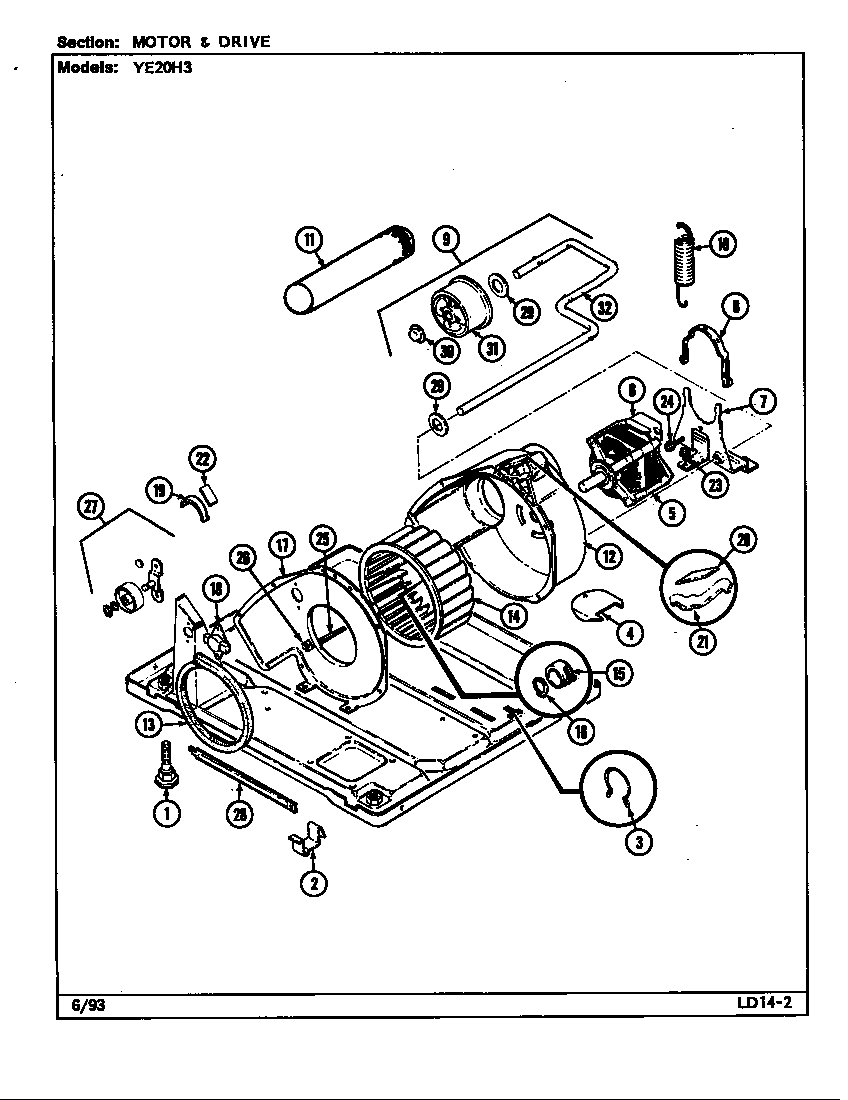 Magic Chef YE20HN3 motor & drive (rev. g-k/10) (ye20ha3) (ye20hn3) (ye20hy3) diagram