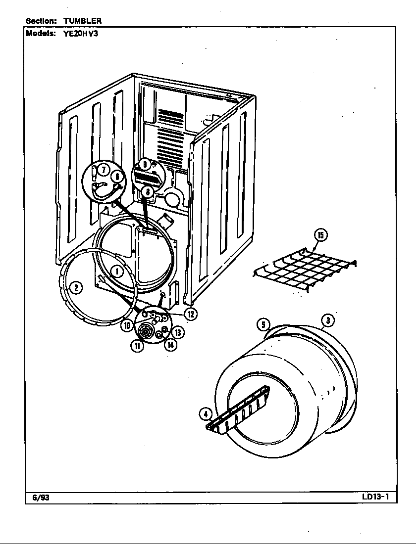 Magic Chef YE20HN3 tumbler (ye20hv3) (ye20hv3) diagram