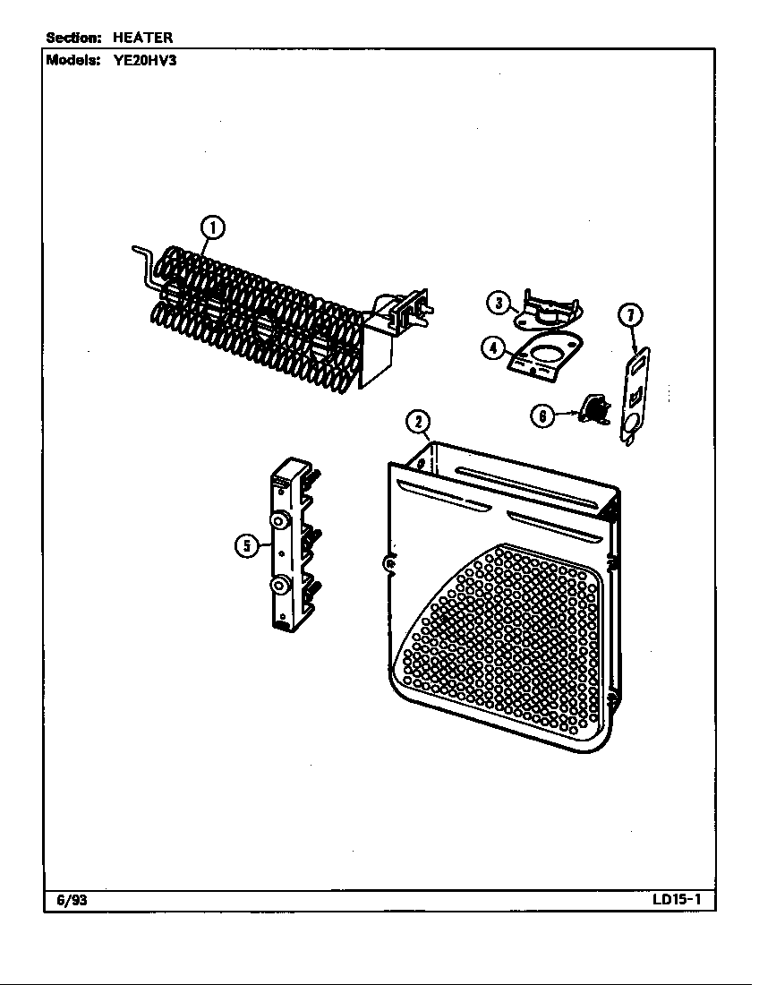 Magic Chef YE20HN3 heater (ye20hv3) (ye20hv3) diagram
