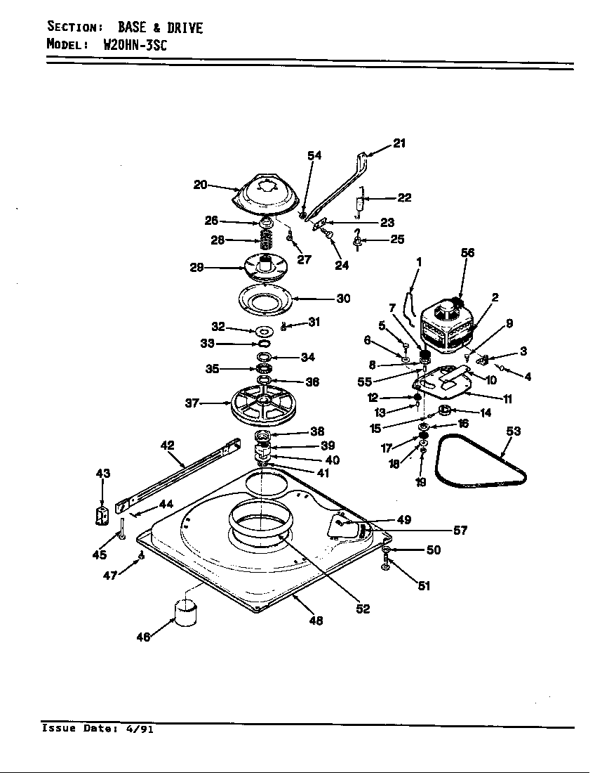 Magic Chef W20HN3SC base & drive diagram