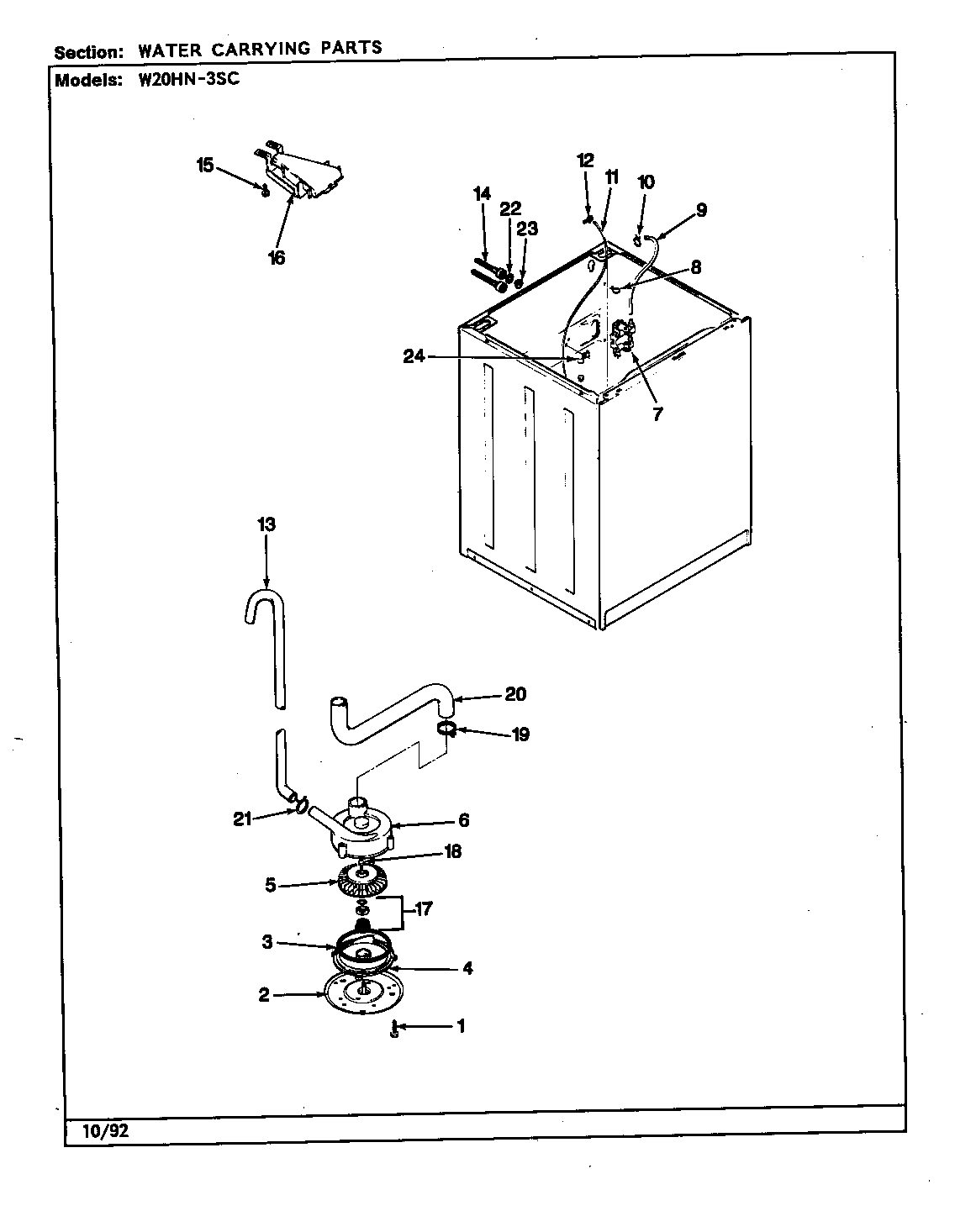 Magic Chef W20HN3SC water carrying (rev. a-e) diagram