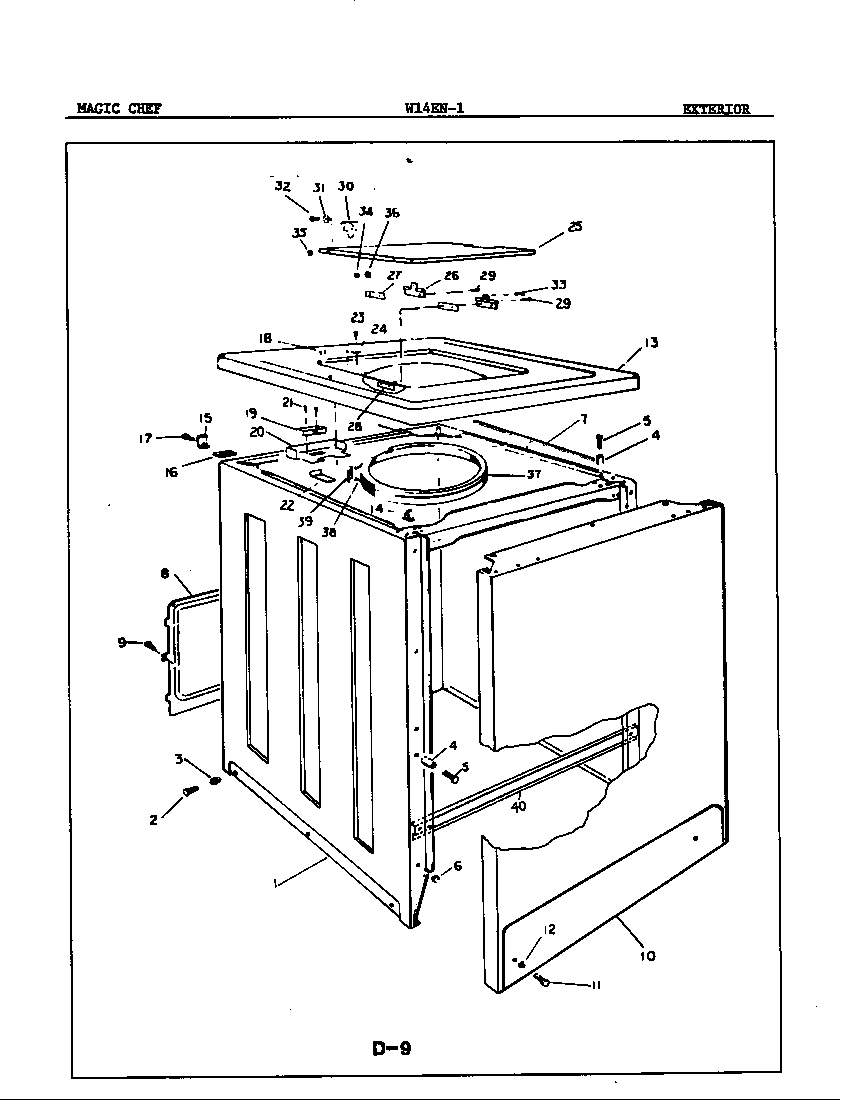Magic Chef W14EN1 exterior diagram