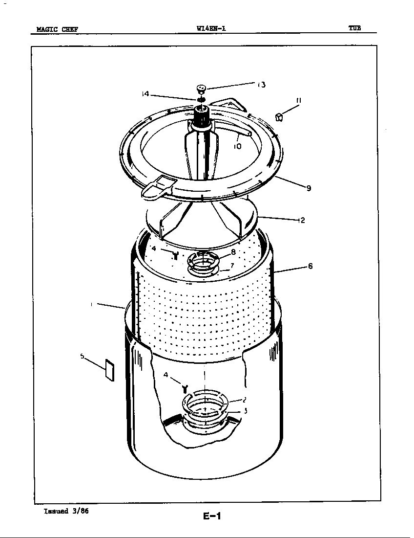 Magic Chef W14EN1 tub diagram