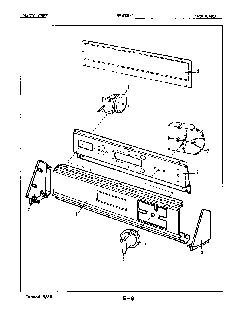 Magic Chef W14EN1 control panel diagram