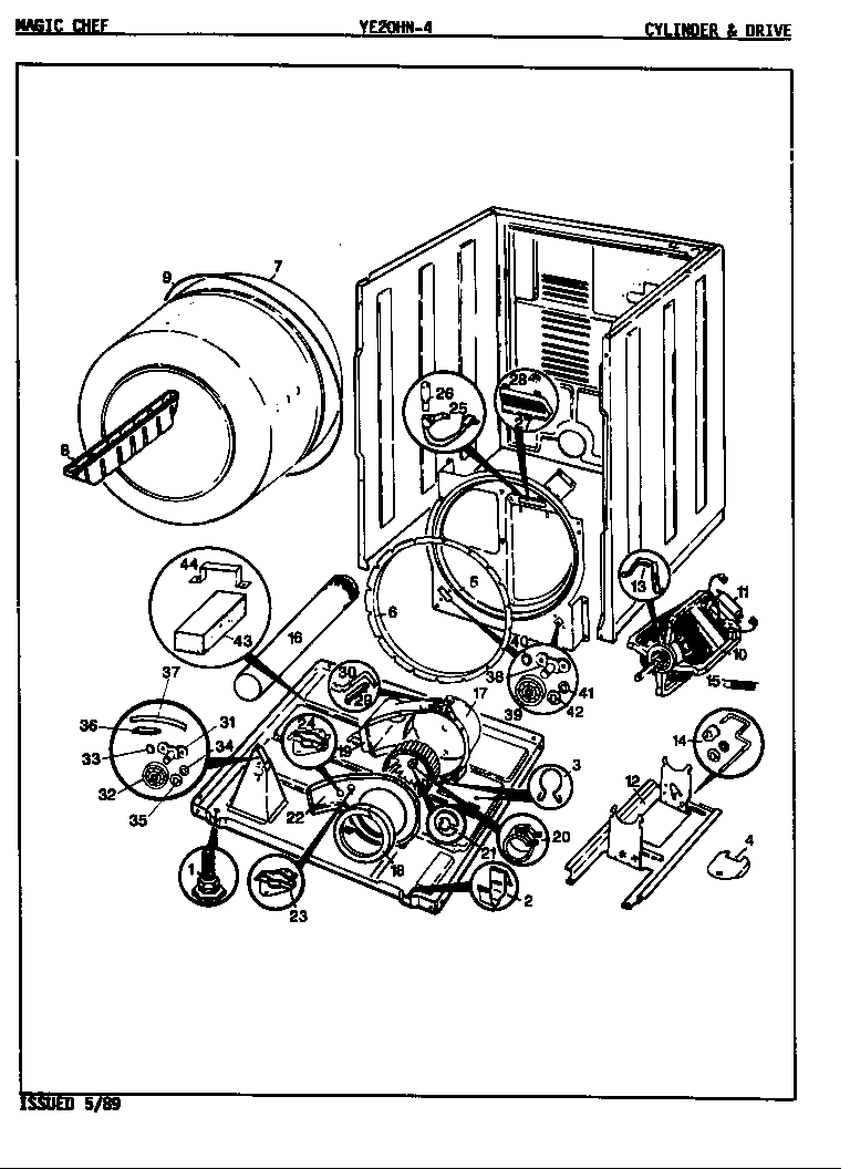 Magic Chef YE20HN4 cylinder & drive diagram