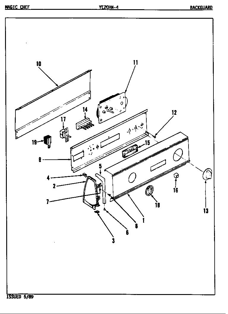 Magic Chef YE20HN4 control panel diagram