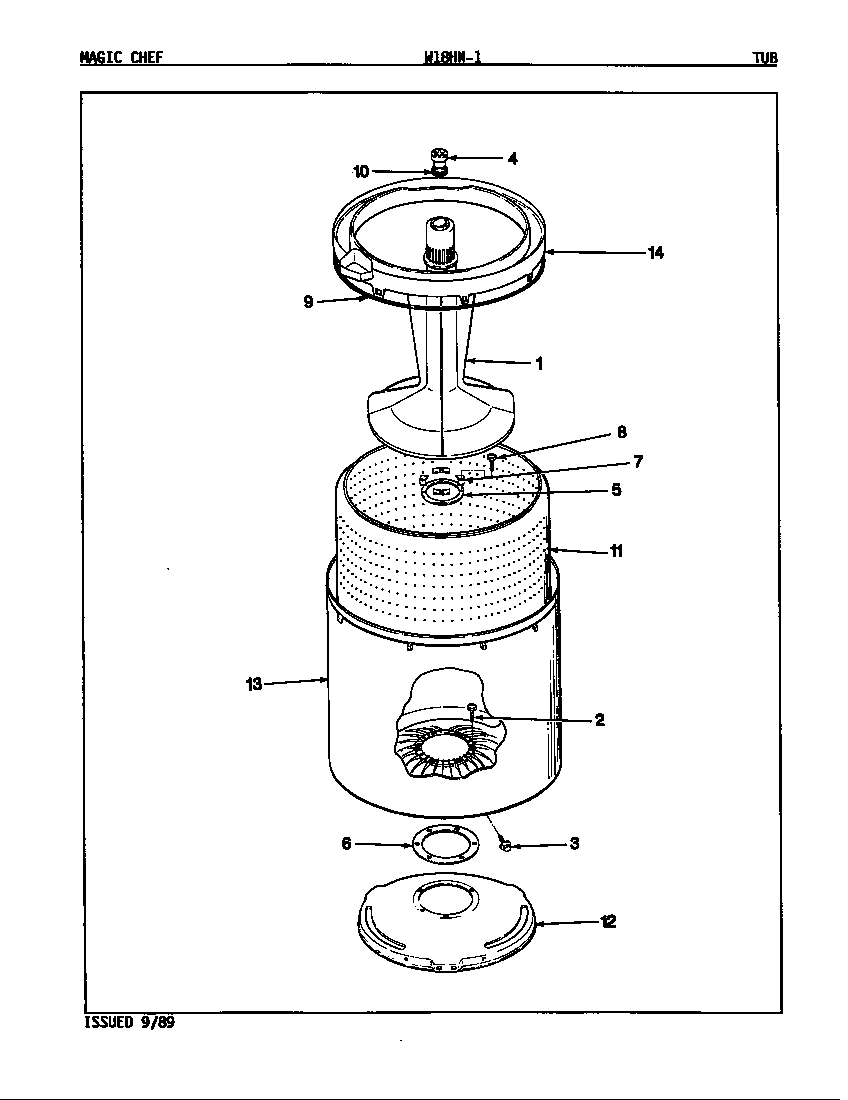 Magic Chef W18HN1 tub (rev. a-c) diagram
