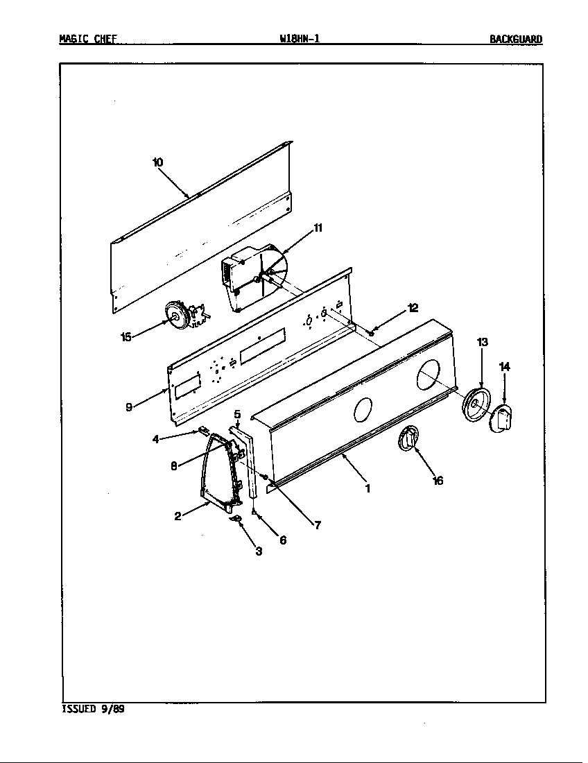 Magic Chef W18HN1 control panel (rev. a-c) diagram