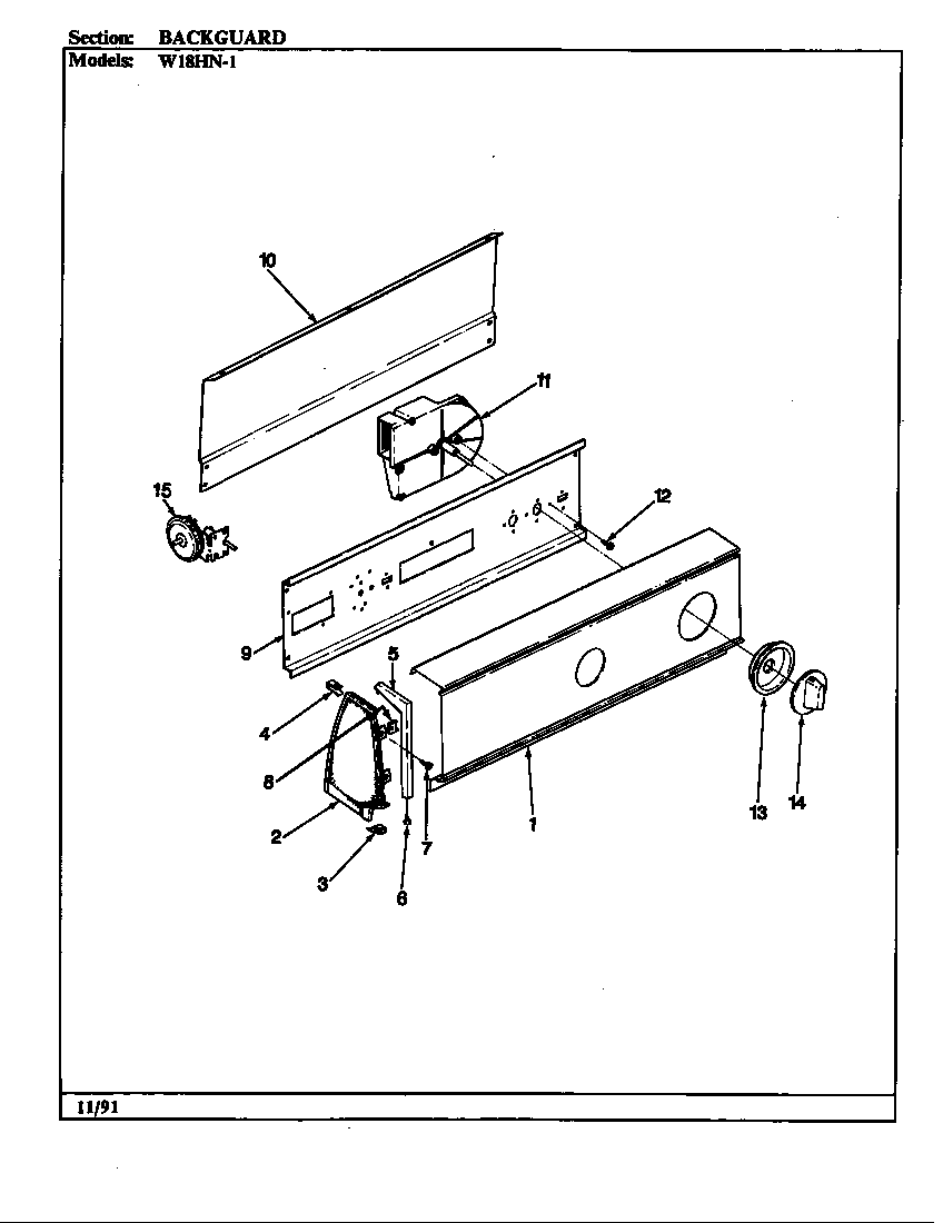 Magic Chef W18HN1 backguard (rev. d) diagram
