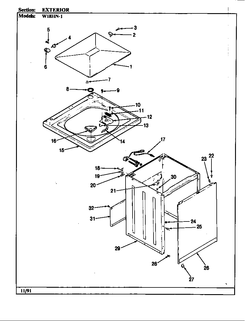 Magic Chef W18HN1 exterior (rev. d) diagram