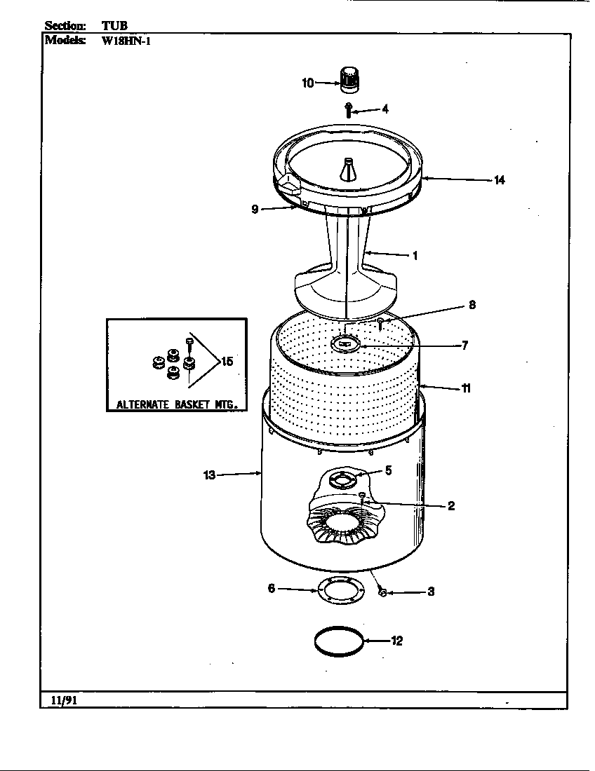 Magic Chef W18HN1 tub (rev. d) diagram