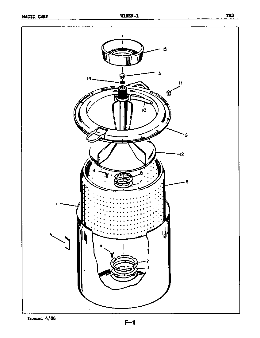 Magic Chef W18EN1 tub diagram