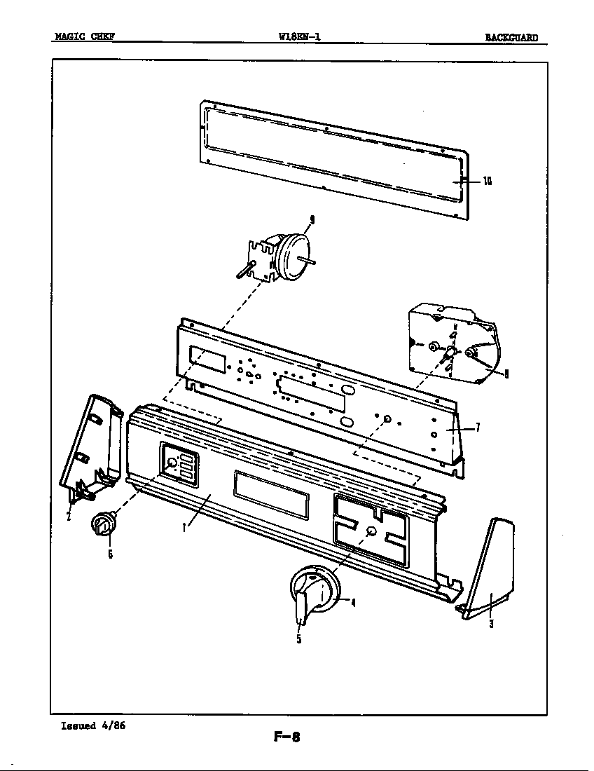 Magic Chef W18EN1 control panel diagram