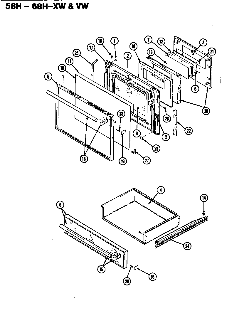 Magic Chef 68HN-4TXW door diagram