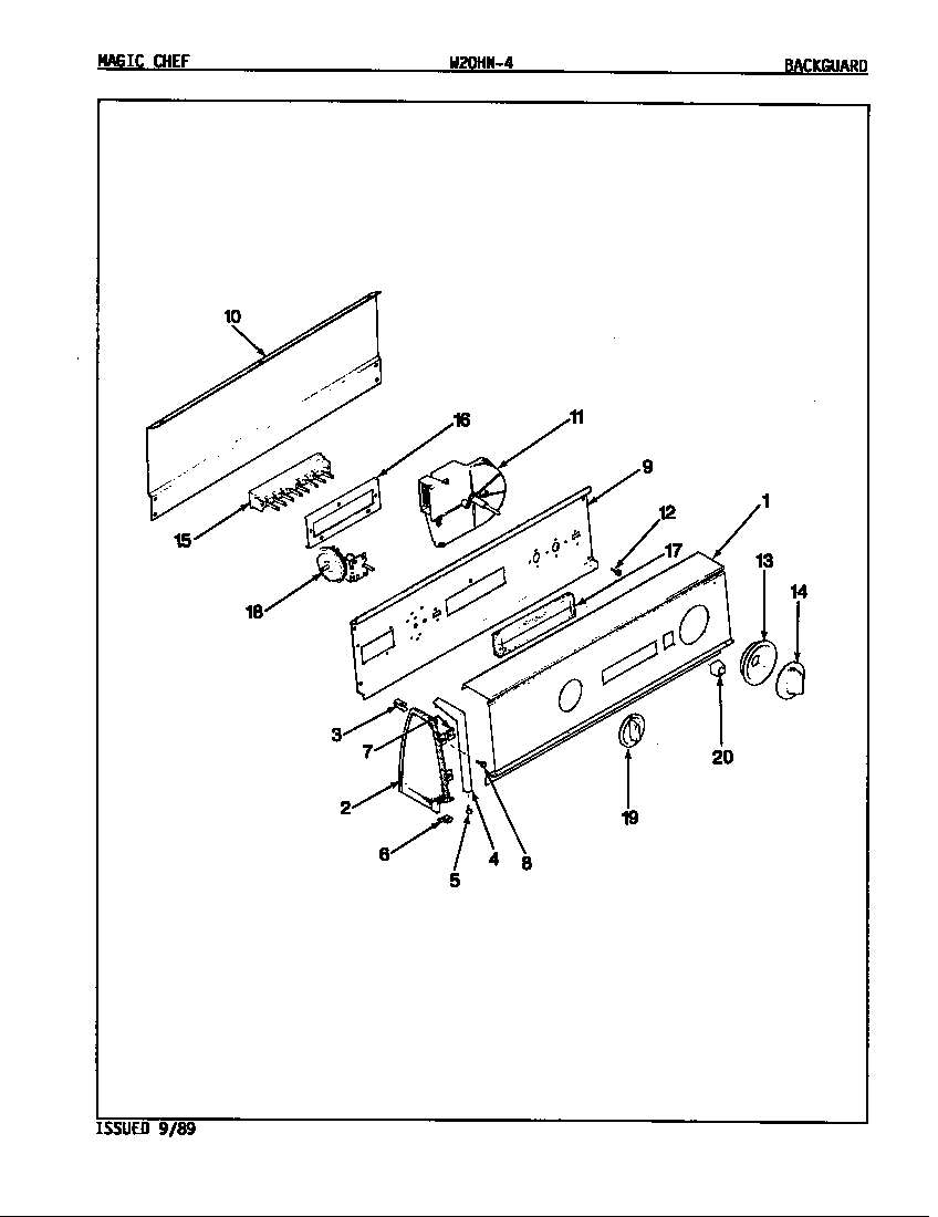 Magic Chef W20HY4 control panel diagram