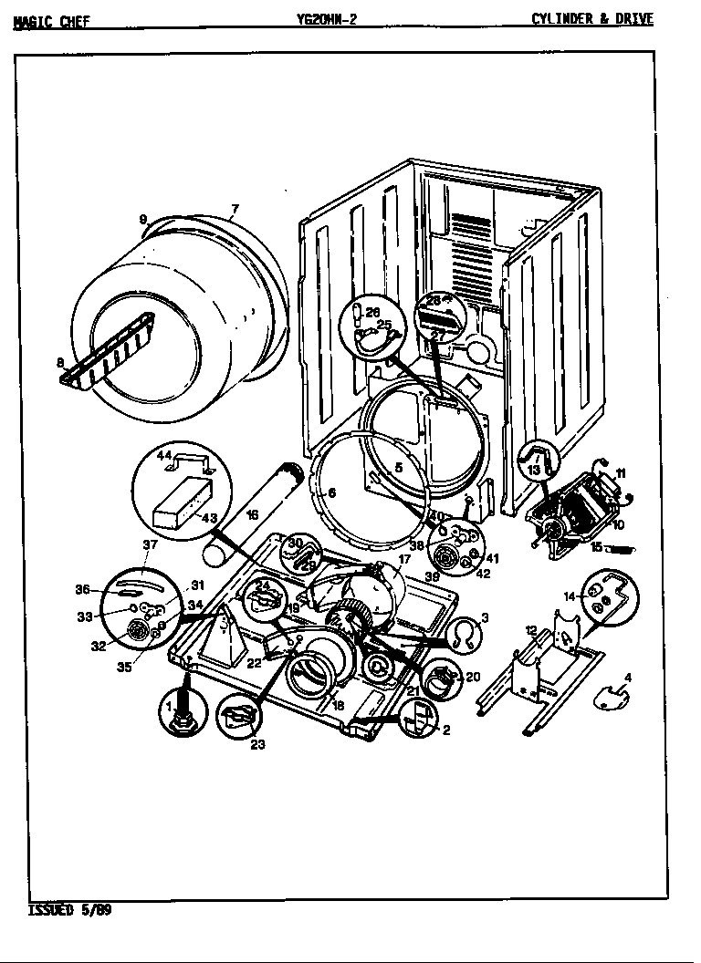 Magic Chef YG20HA2 cylinder & drive diagram