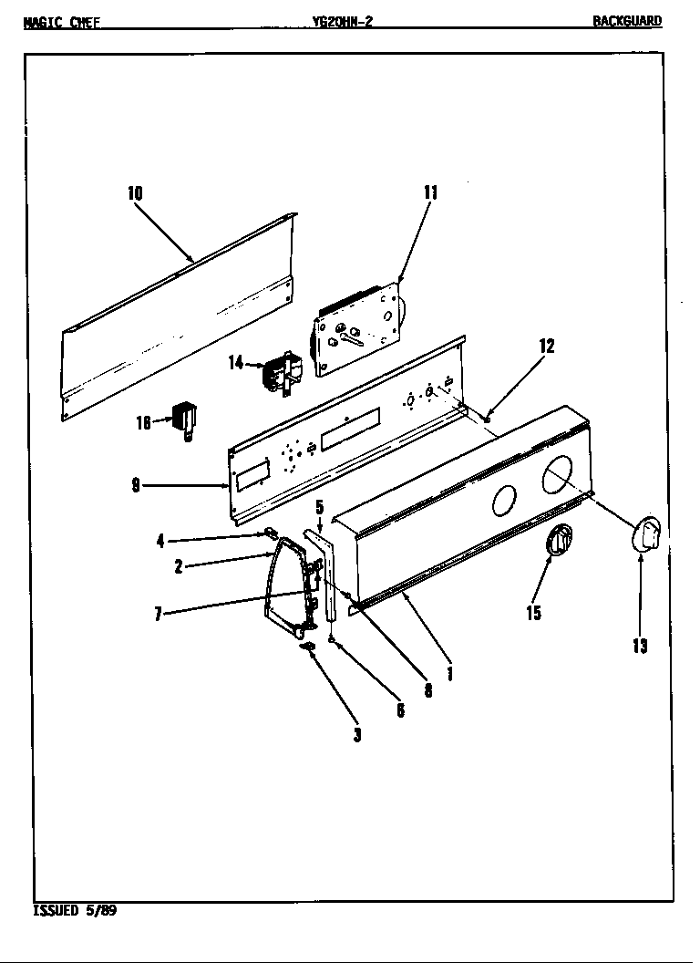 Magic Chef YG20HA2 control panel diagram