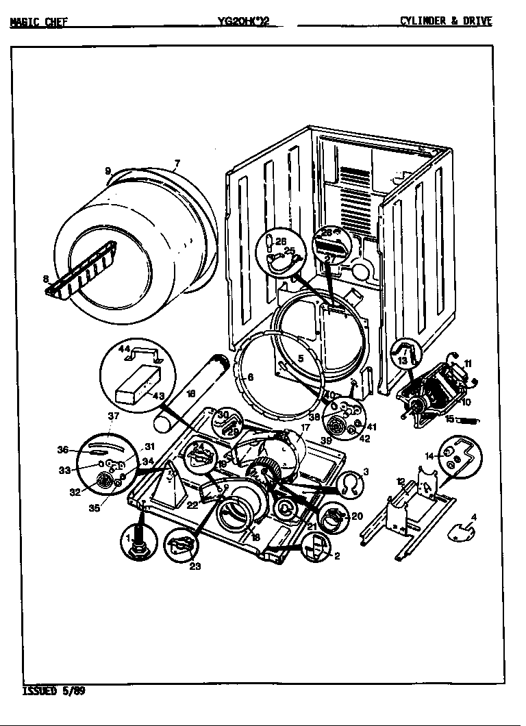 Magic Chef YG20HA2 cylinder & drive (yg20h2)(rev. e) diagram