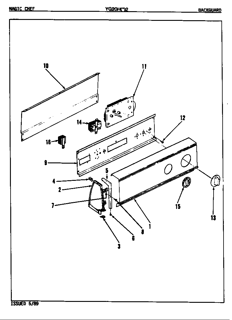 Magic Chef YG20HA2 control panel (yg20h2)(rev. e) diagram