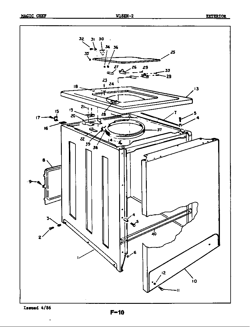 Magic Chef W18EY2 exterior diagram