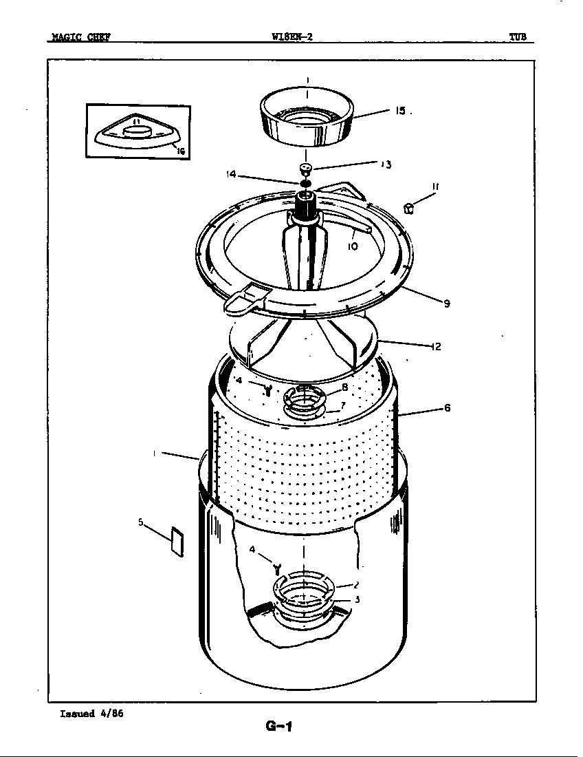 Magic Chef W18EY2 tub diagram