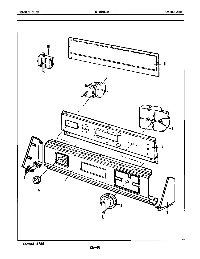 Magic Chef W18EY2 control panel diagram