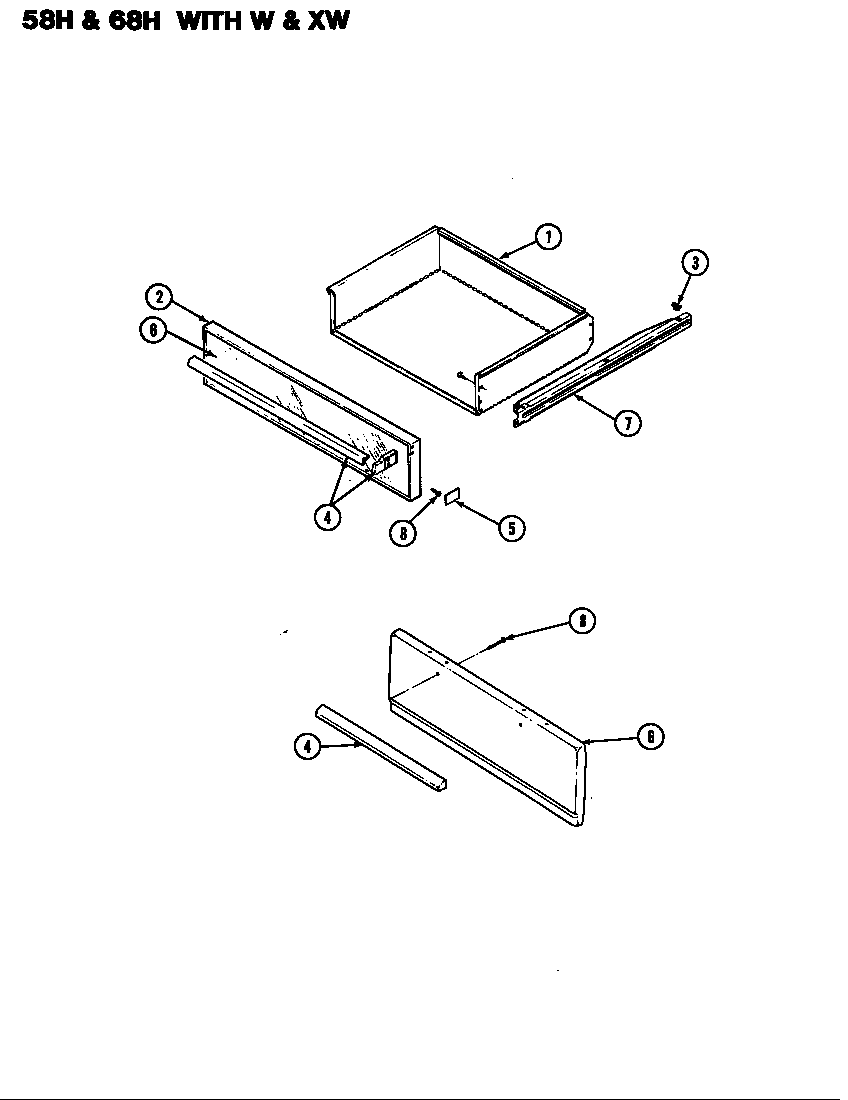 Magic Chef 58HN-2CX drawer (s58h-2cxw) (58ha-2cxw) (58hn-2cxw) diagram