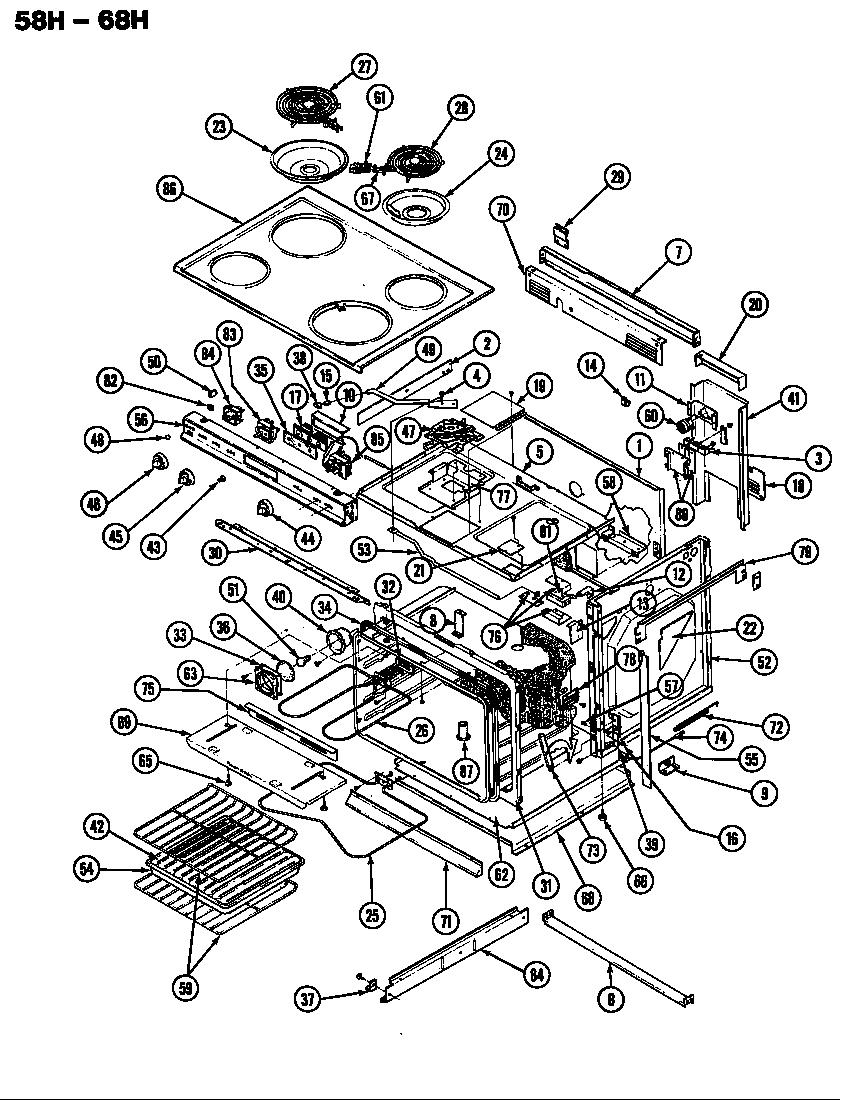 Magic Chef S68HA-3CXW body diagram