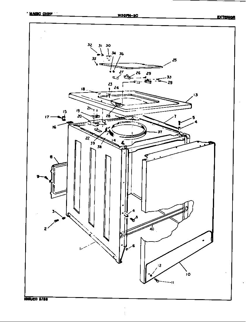 Magic Chef W20FY3C exterior diagram