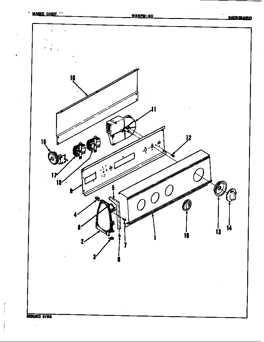Magic Chef W20FY3C control panel diagram